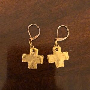 Gold cross earrings